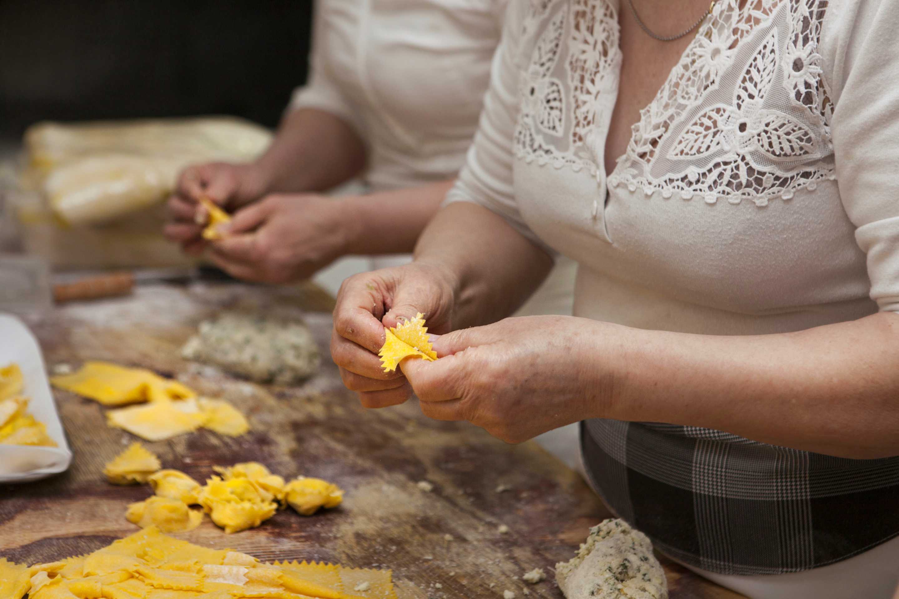 Making tortellini in Florence