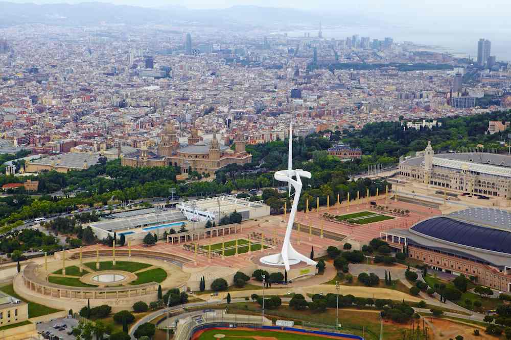 Montjuïc Communications Tower and view of Barcelona