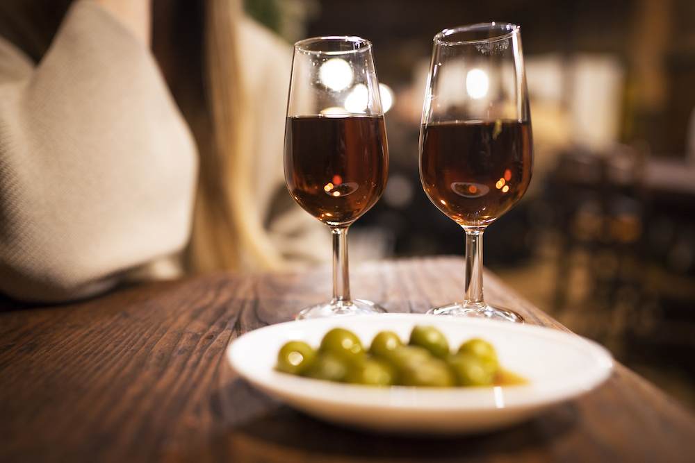 olives and wine